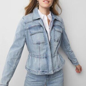 WHBM Petite Cinched-Waist Denim Jacket